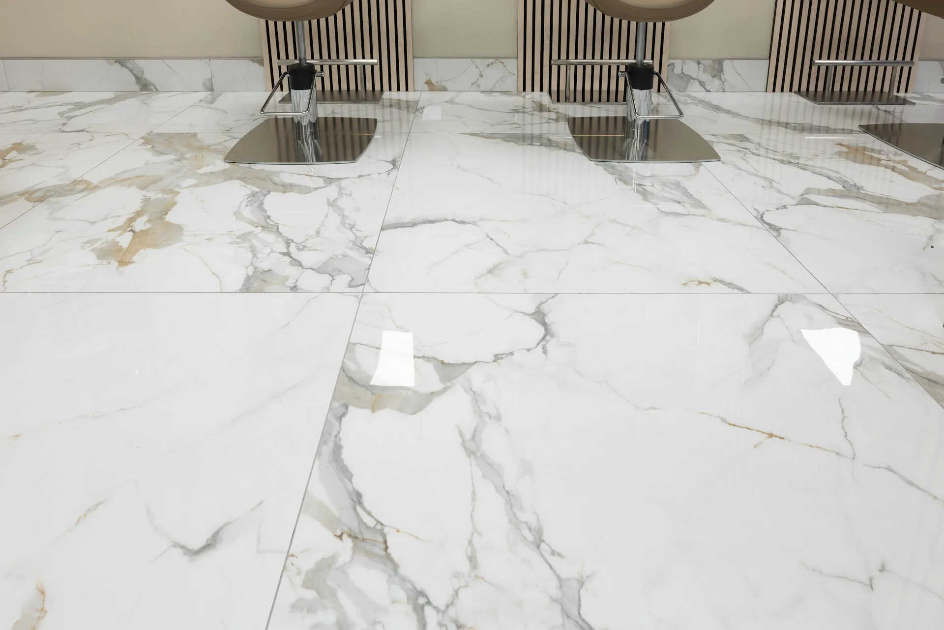 Elegant marble flooring installation in a modern interior space